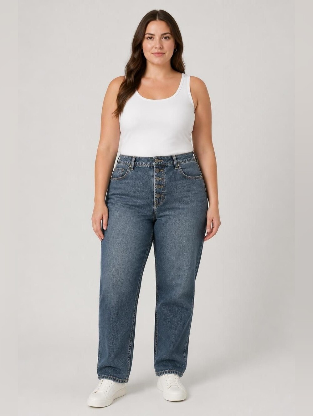 Maurices Everflex 12 Long High-Rise Button-Front Dark Blue Jeans